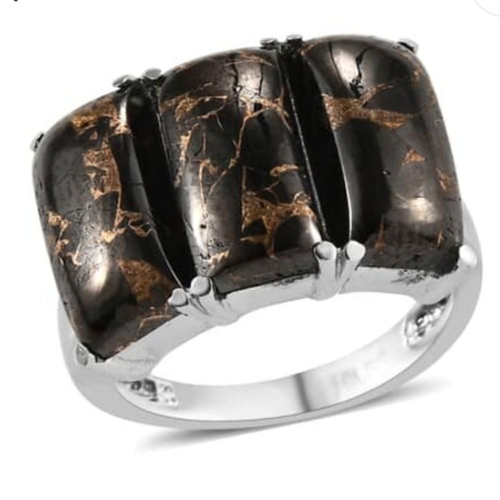 Matrix Silver Shungite Ring in Stainless Steel